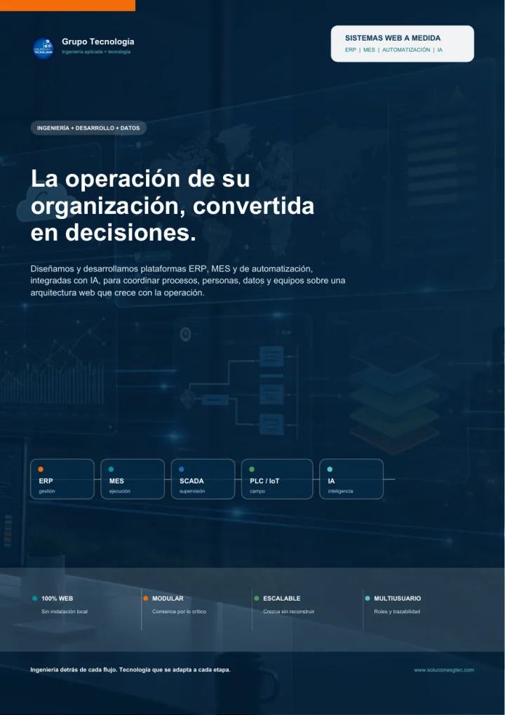 Portada del brochure ERP, MES, Automatización e IA